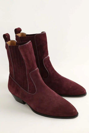Boots Socque Bordeaux en Daim