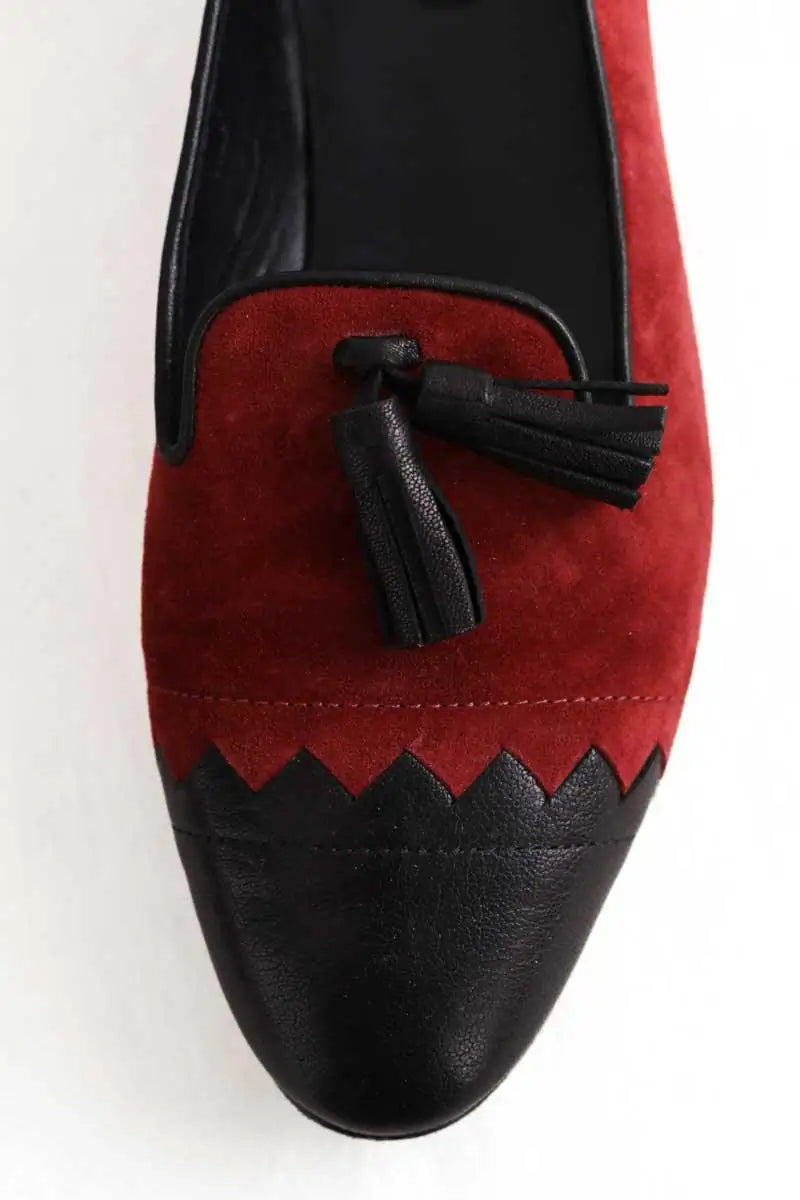 Ballerines Longchamp Bordeaux en Daim