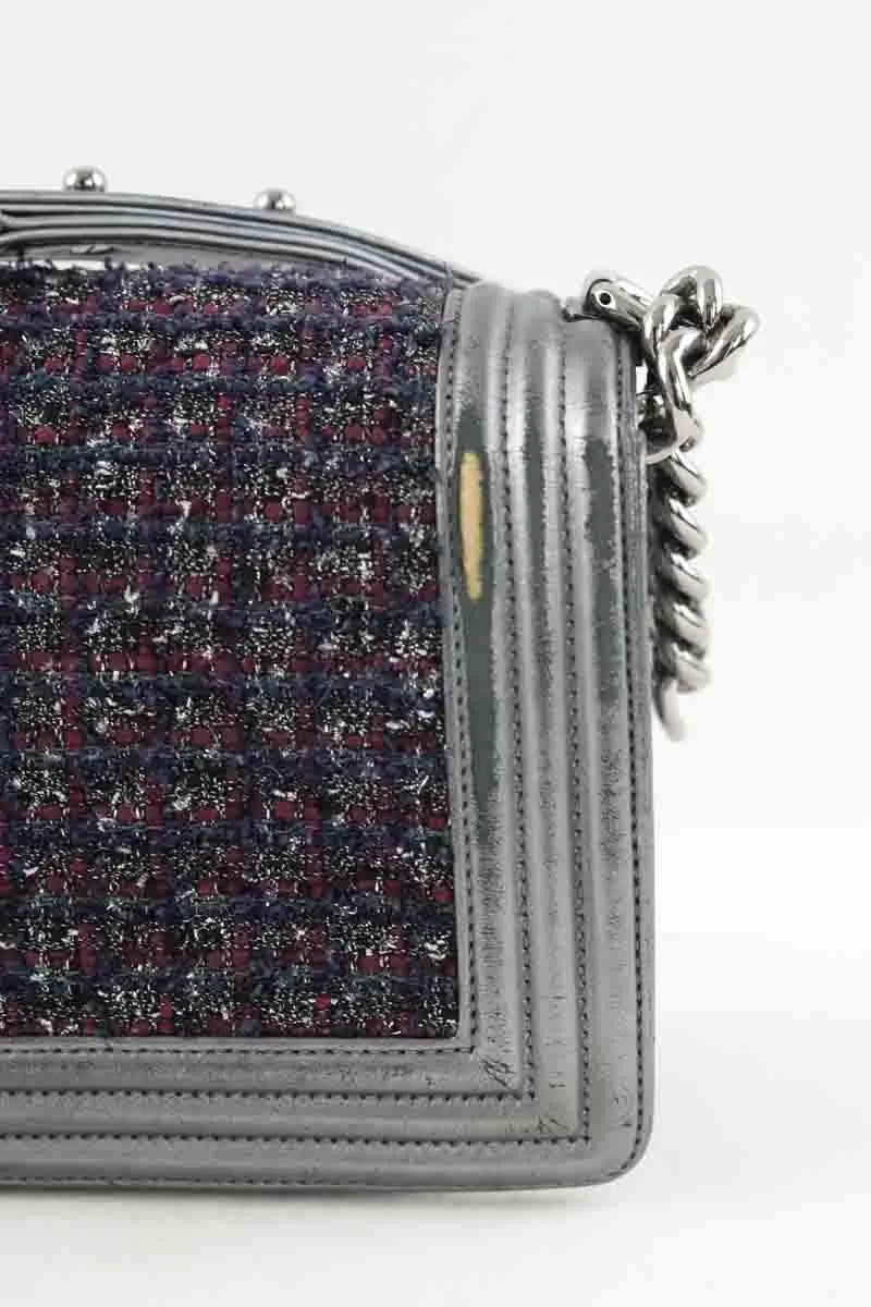 Sac à bandoulière Chanel Boy Gris en Tweed