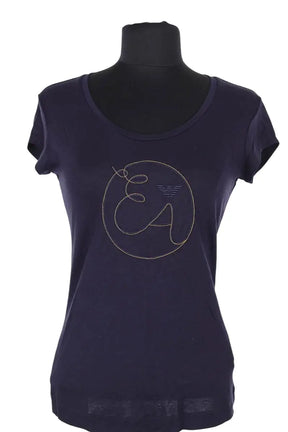 T-shirt Emporio Armani Marine en Viscose, taille XS - Seconde Main