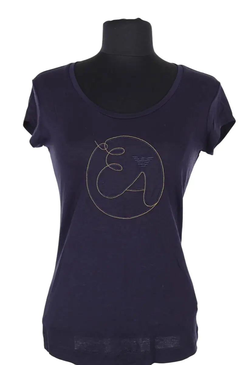 T-shirt Emporio Armani Marine en Viscose, taille XS - Seconde Main