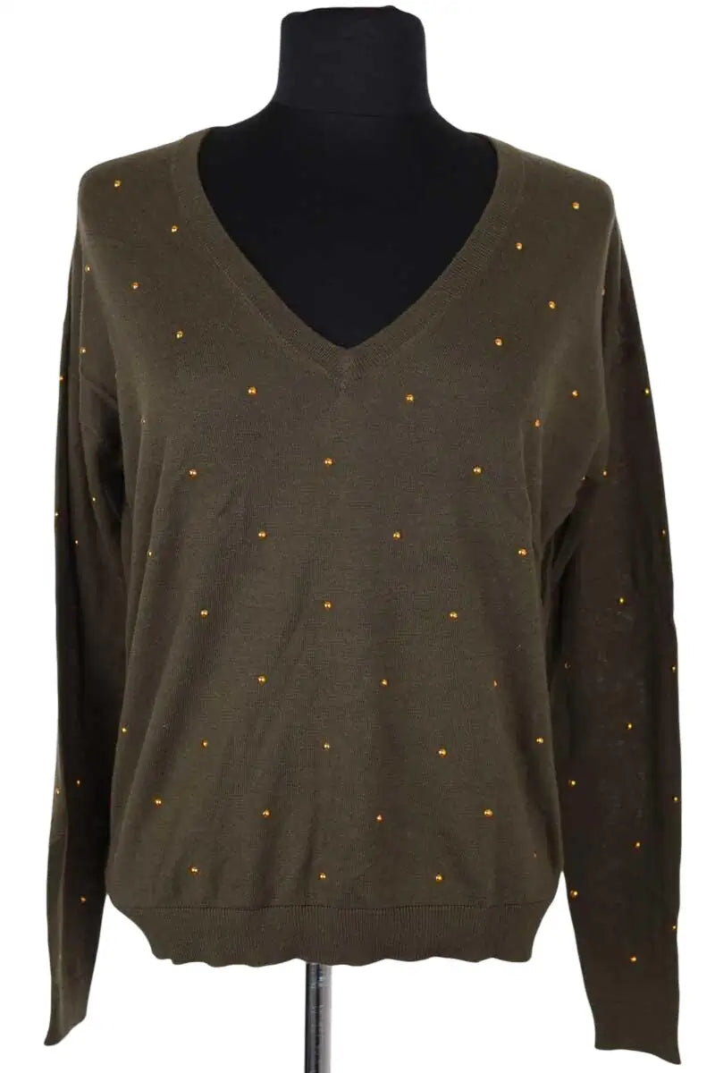 Pull Essentiel Antwerp Kaki en Coton, taille XS - Seconde Main