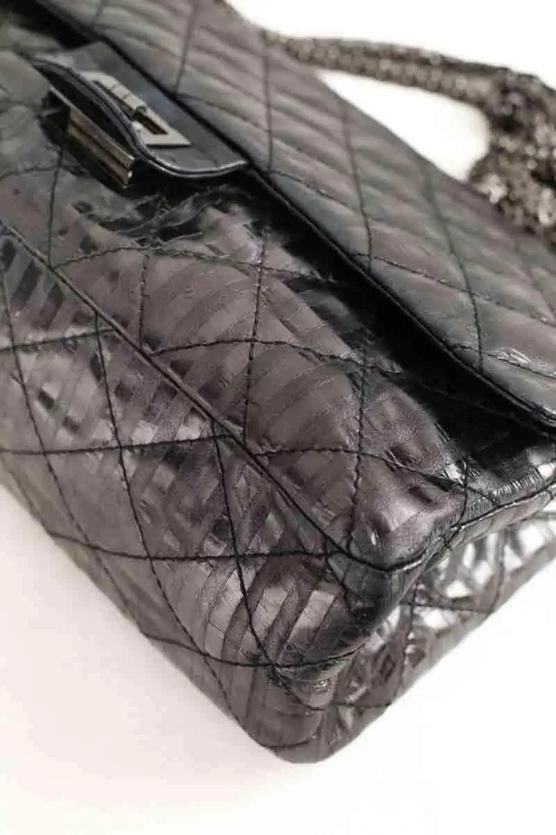 Sac porté épaule Chanel 2.55 Gris en Cuir