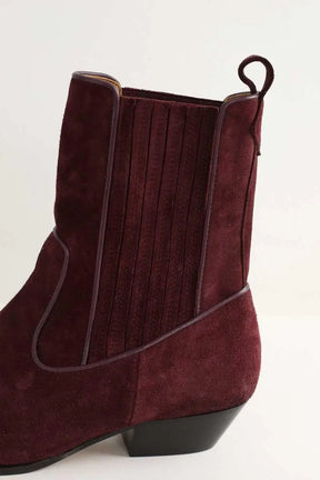 Boots Socque Bordeaux en Daim