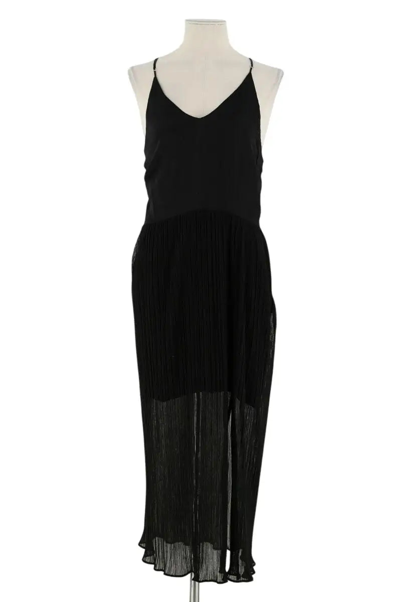 Robe Sandro Noir en Viscose, taille M - Seconde Main