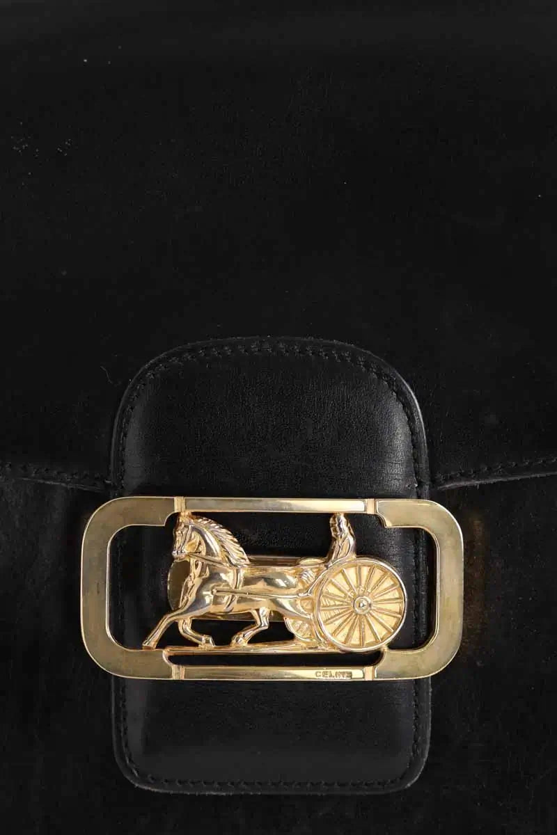 Sac à bandoulière Celine Triomphe Vintage Noir en Cuir
