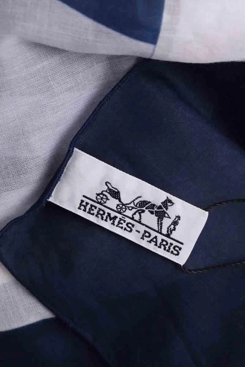 Chèche Hermès Bleu en Coton