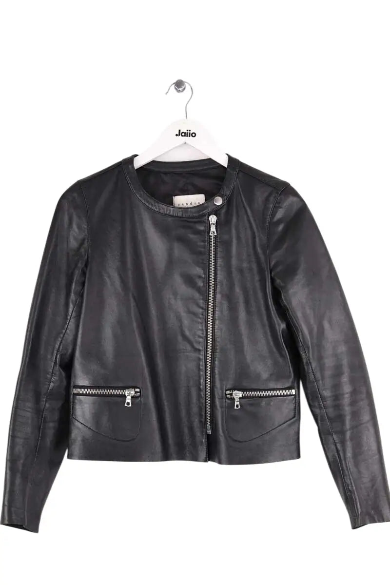 Veste Sandro Noir en Cuir, taille S - Seconde Main