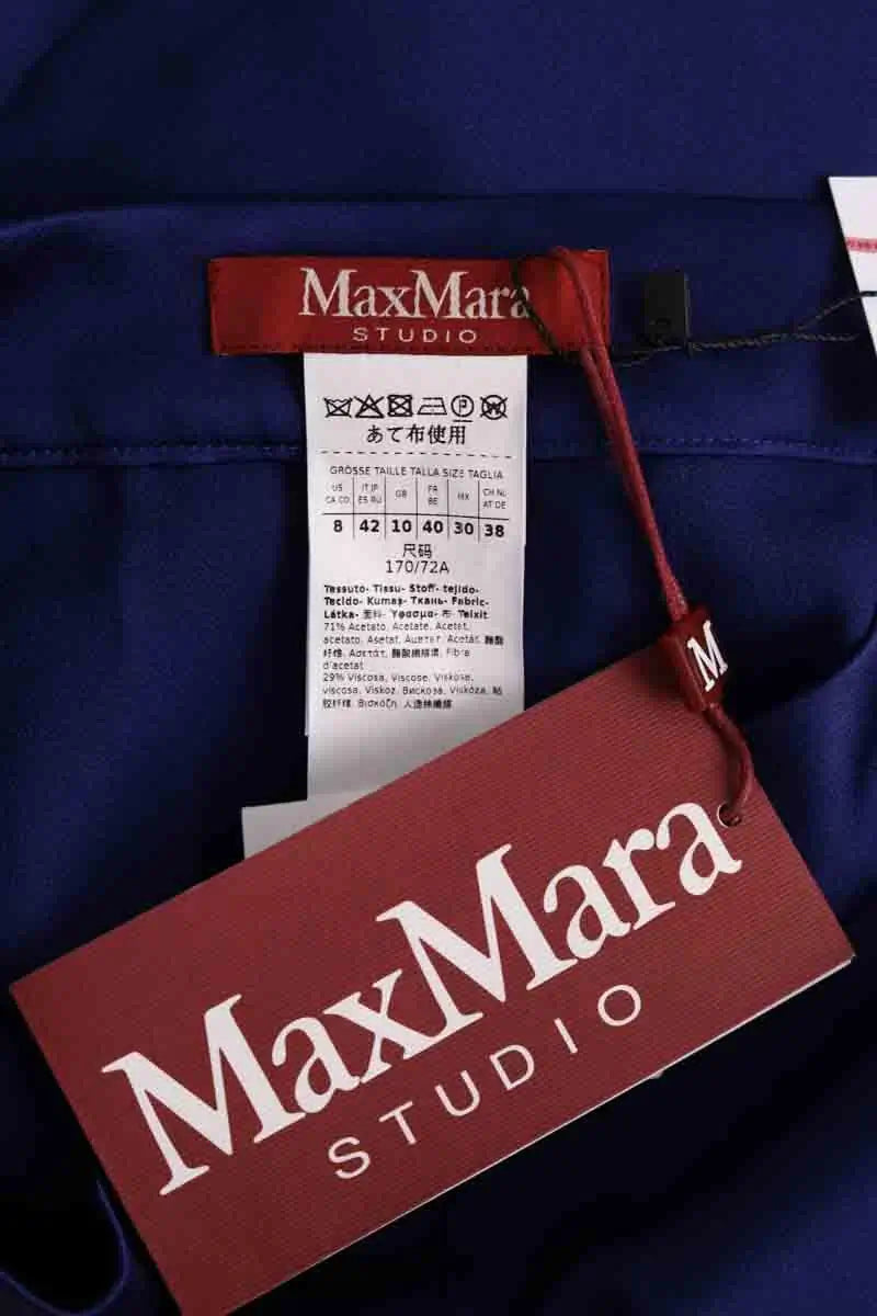 Pantalon large Max Mara Bleu en Synthétique