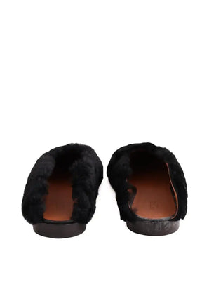 Ballerines Rosetta Getty Loafers slide Noir en Fourrure