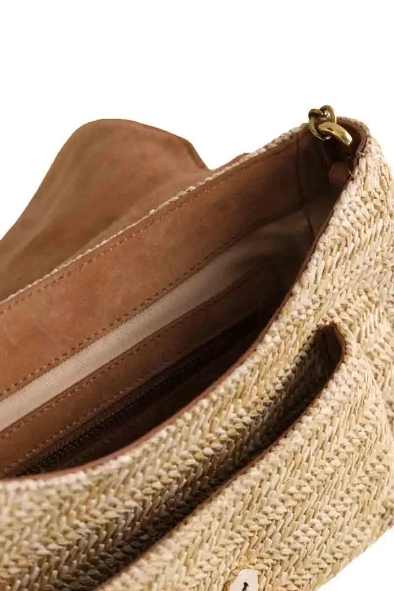 Sac à bandoulière Lulu M Jérôme Dreyfuss Beige en Osier