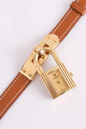 Montre Hermès Kelly Camel en Plaqué or