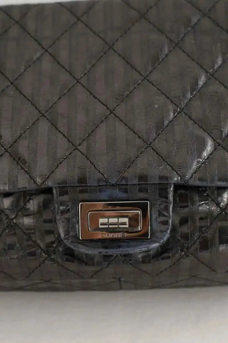 Sac porté épaule Chanel 2.55 Gris en Cuir