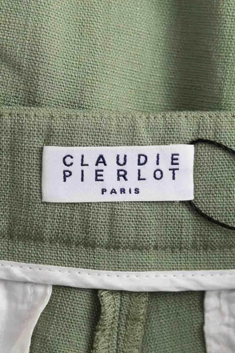 Pantalon droit Claudie Pierlot Kaki en Lin