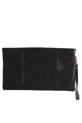 Pochette Claris Virot Noir en Cuirs exotiques