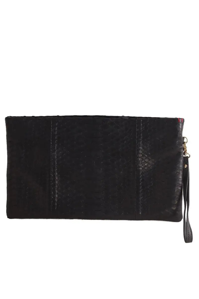 Pochette Claris Virot Noir en Cuirs exotiques