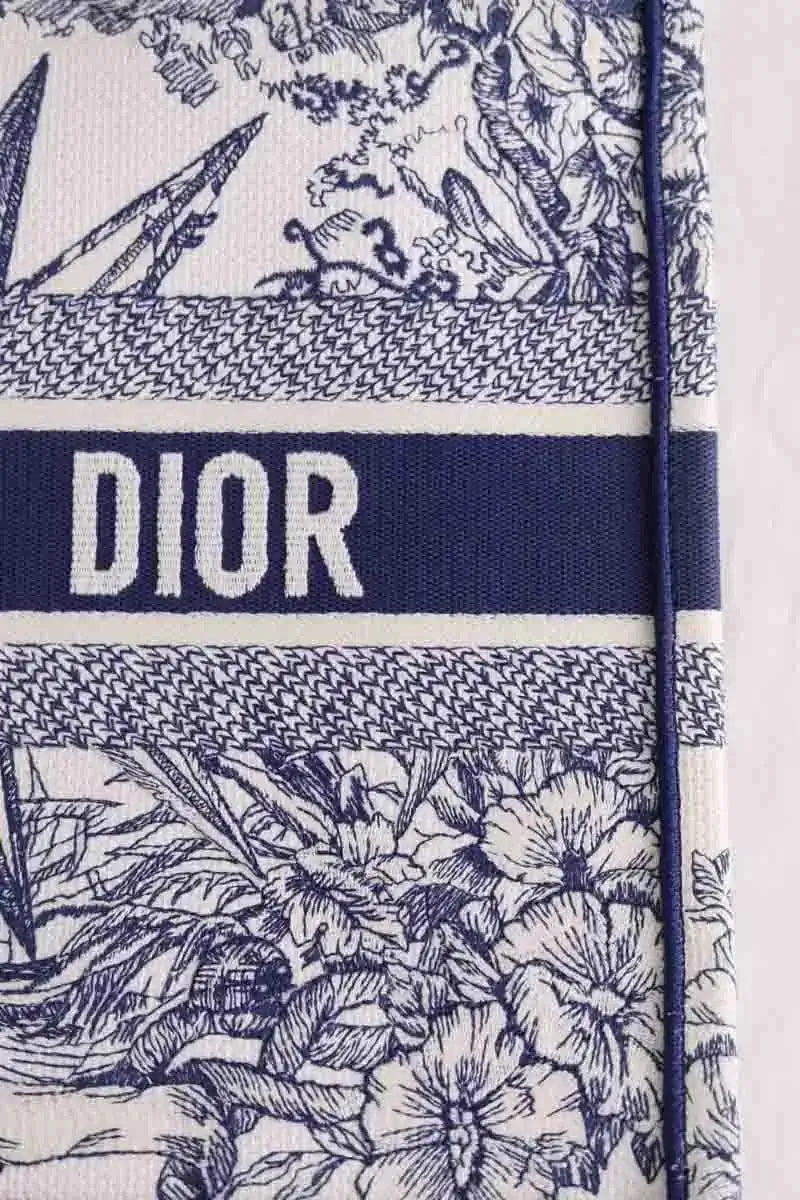 Cabas Dior Book tote medium Bleu en Tissu