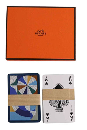 Set de 2 jeux de bridge cheval Natté Hermès Orange en  - Seconde Main