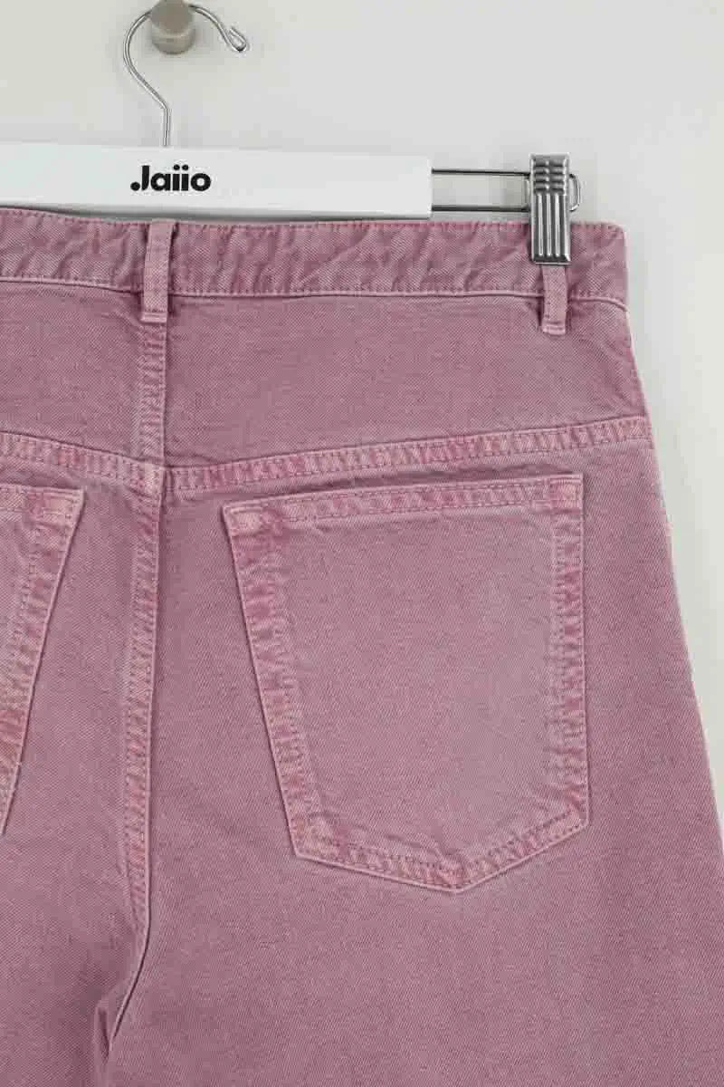 Jean droit Isabel Marant Étoile Lanea Rose en Coton