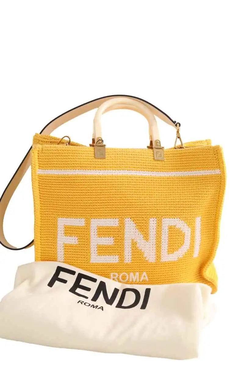Cabas Fendi Sunshine Jaune en Coton