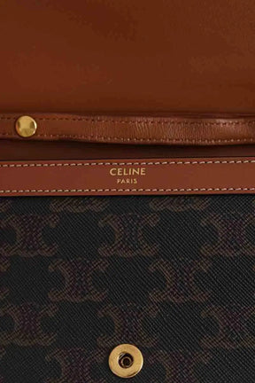 Sac à bandoulière Celine Triomphe Maillon Chain Marron en Cuir