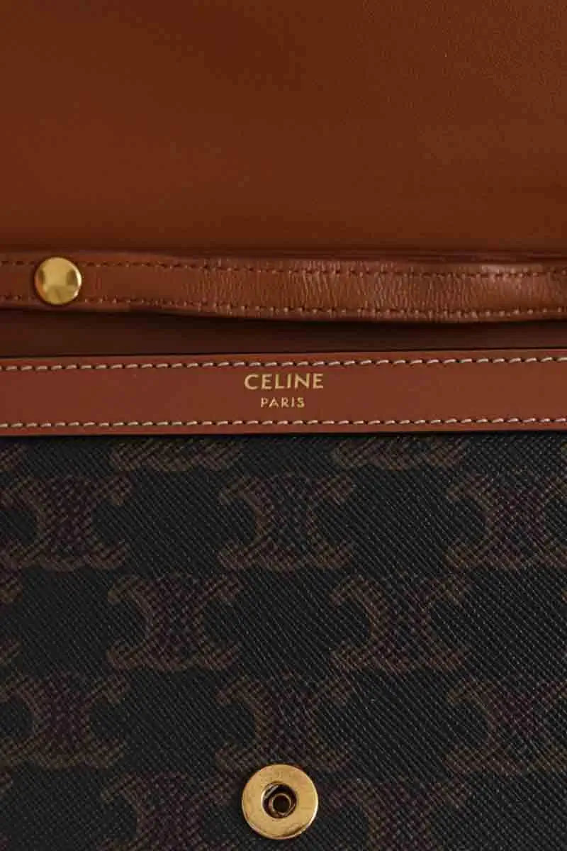 Sac à bandoulière Celine Triomphe Maillon Chain Marron en Cuir