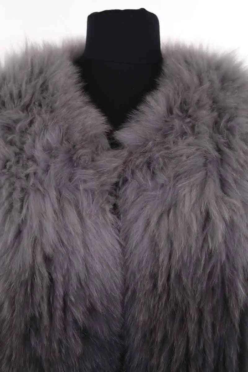 Manteau Maje Gris en Fourrure