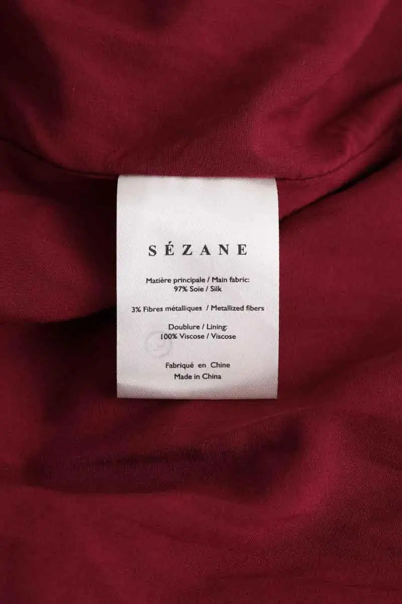 Robe manches longues Sézane Bordeaux en Soie