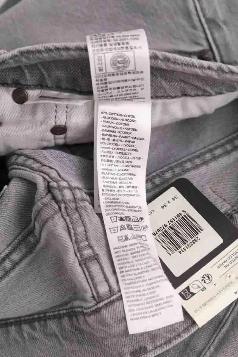 Jean 512 W34 L34 Levi's 512 Gris en Coton