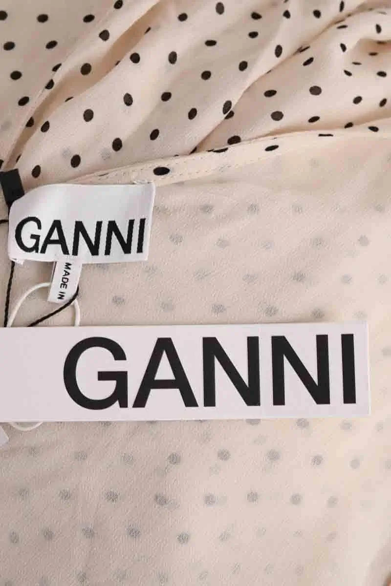 Robe Ganni Ecru en Synthétique