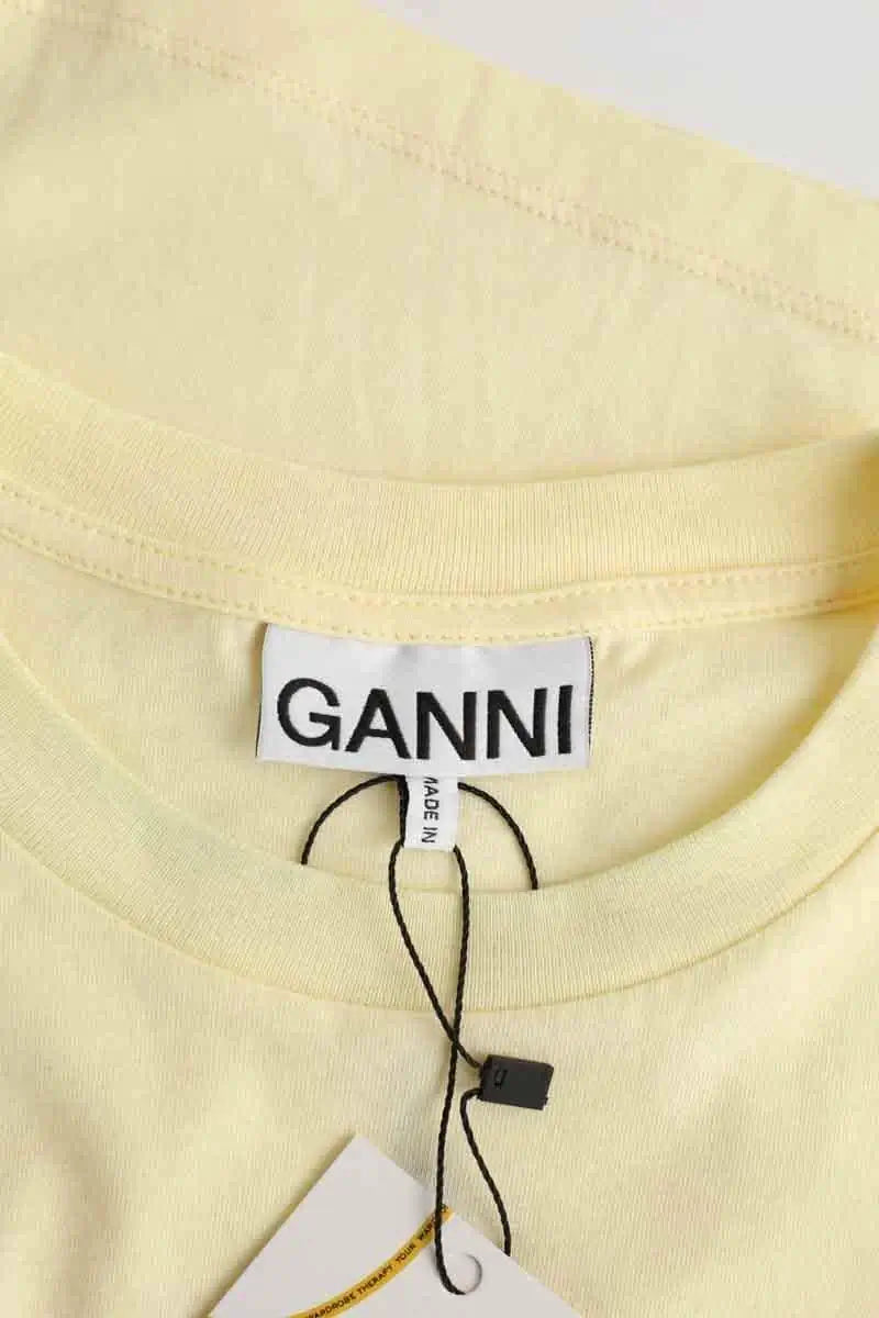 T-shirt Ganni Jaune en Coton
