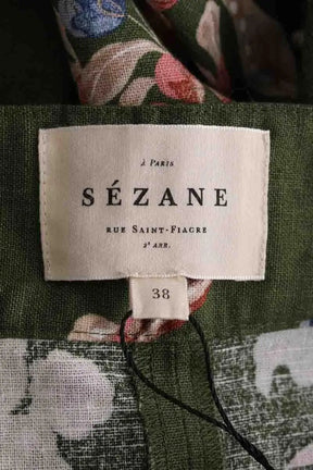Pantalon Sézane Vert en Lin