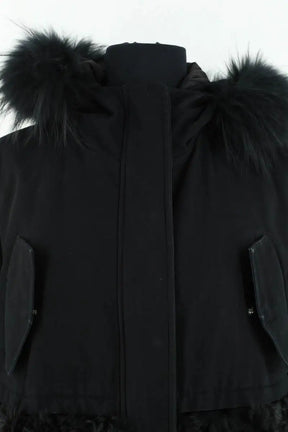 Manteau Maje Noir en Fourrure