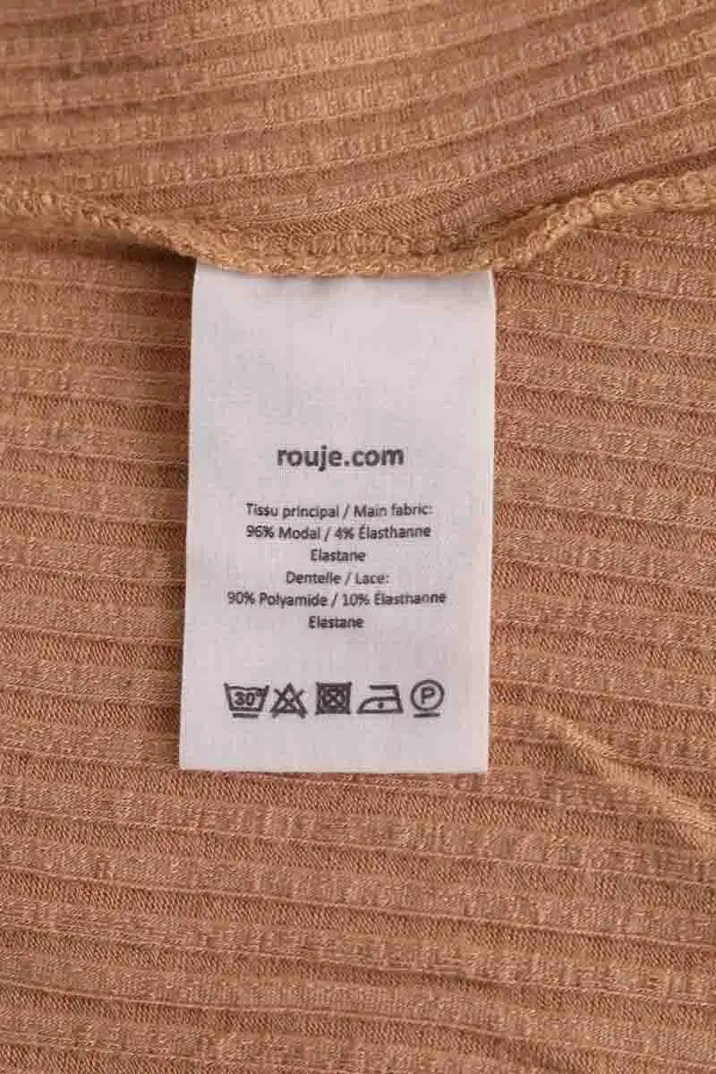 T-shirt Rouje Beige en Synthétique