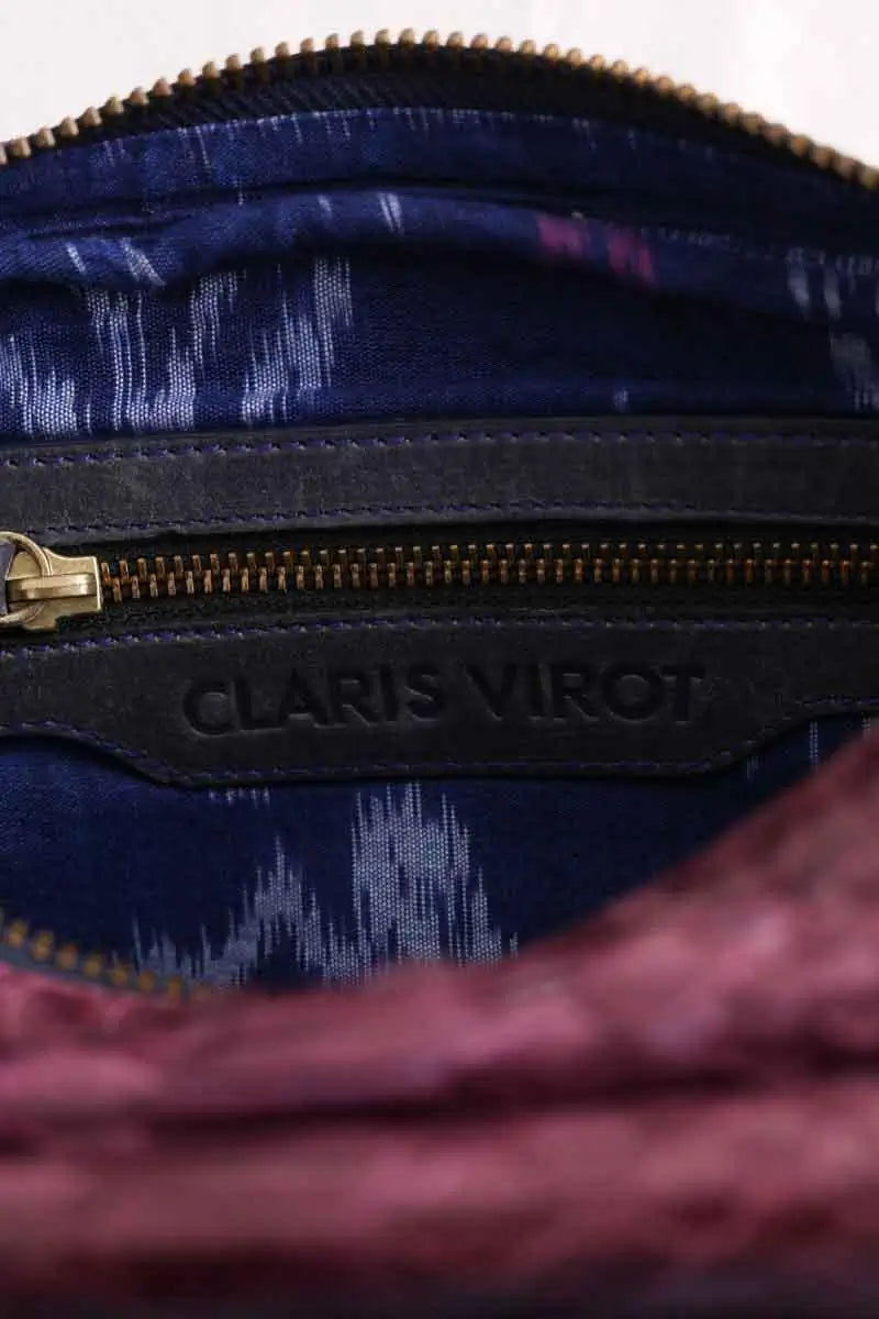 Sac à bandoulière Claris Virot Violet en Cuir