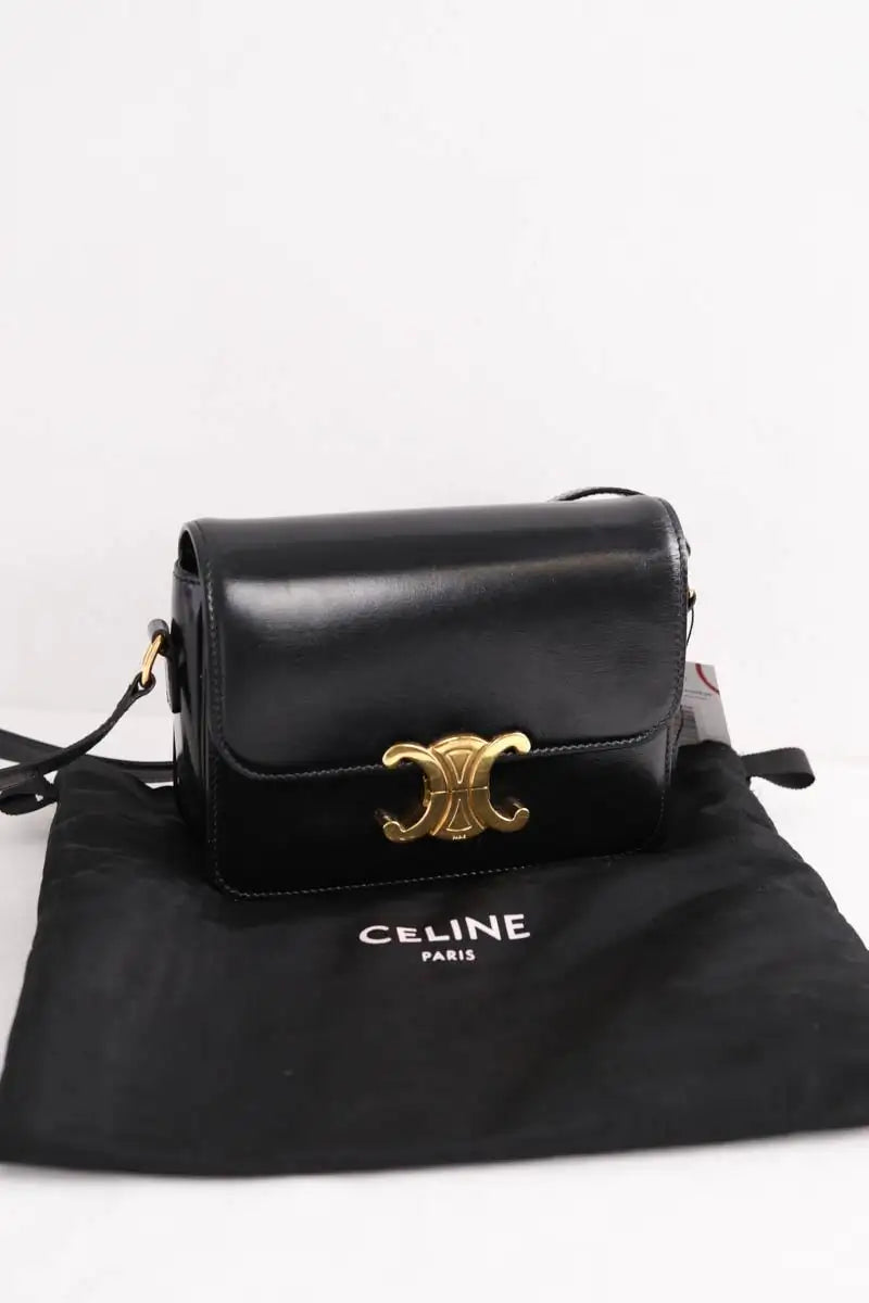 Sac à bandoulière Celine Triomphe Teen Noir en Cuir