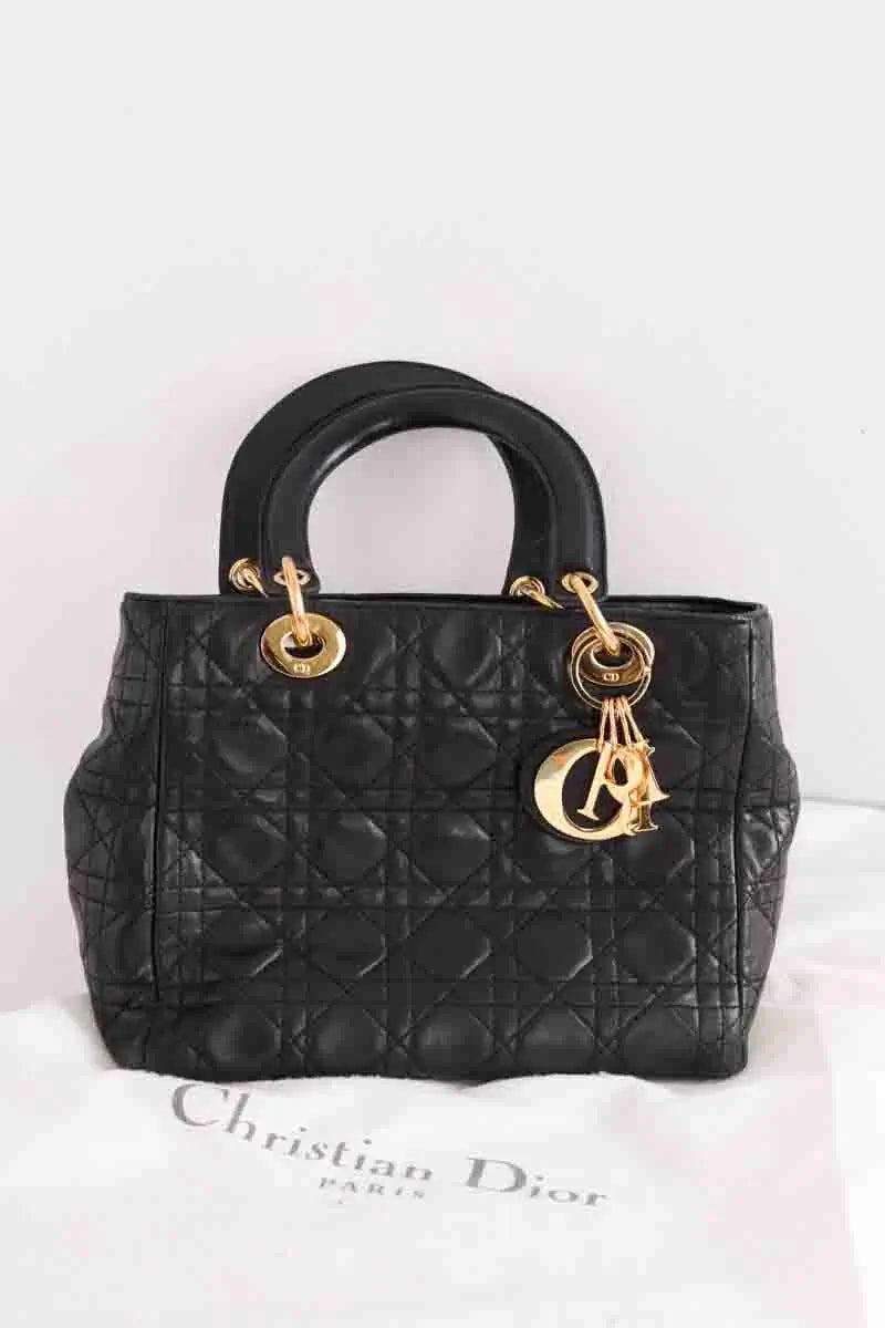 Sac à main Dior Lady Dior Noir en Cuir
