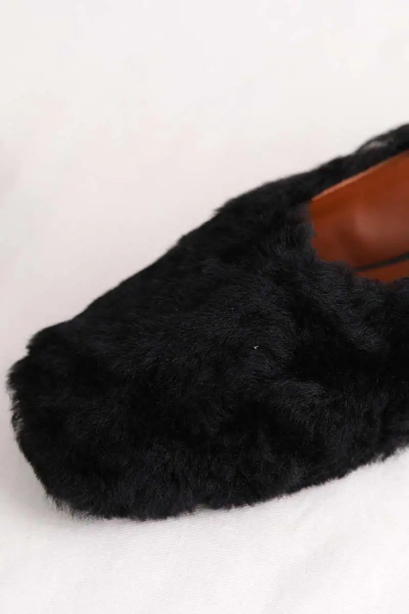 Ballerines Rosetta Getty Loafers slide Noir en Fourrure