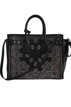Cabas Saint Laurent Sac de jour bandana Noir en Cuir
