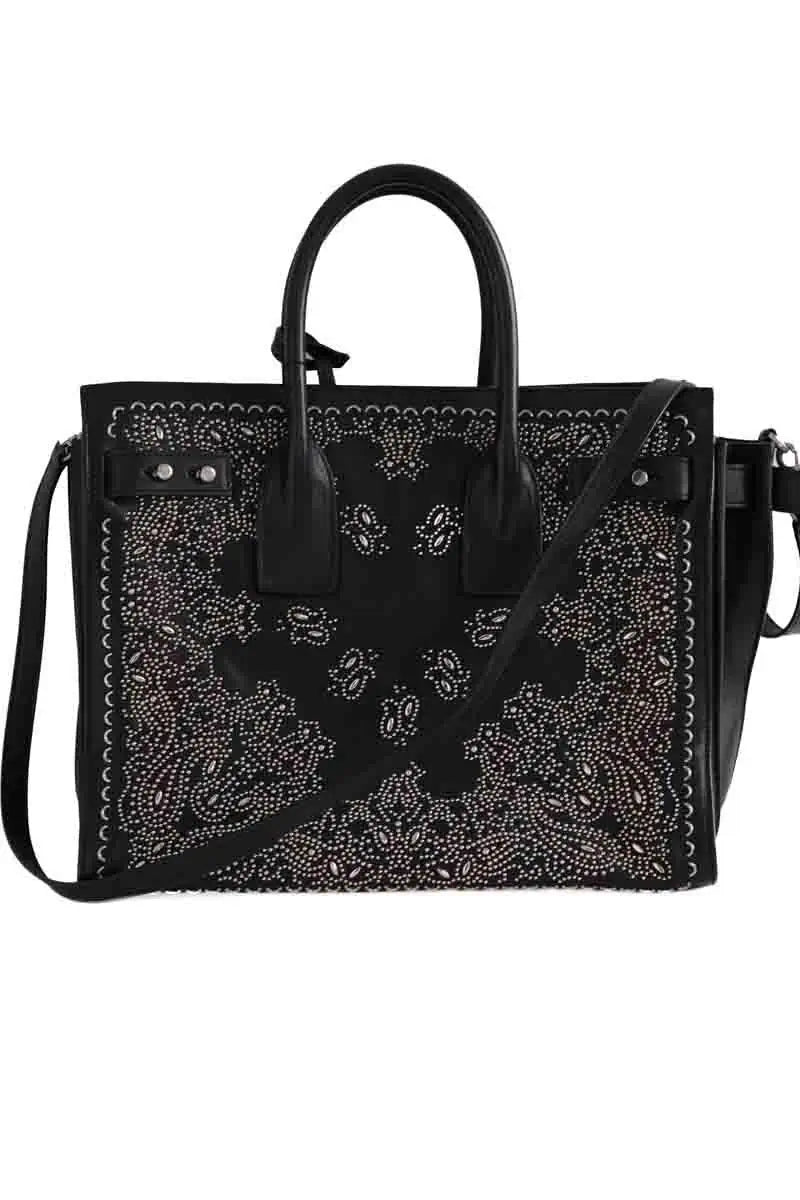 Cabas Saint Laurent Sac de jour bandana Noir en Cuir