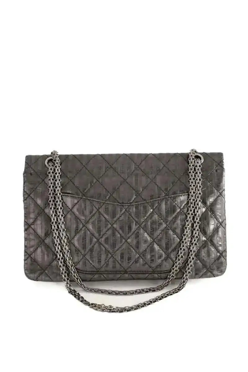 Sac porté épaule Chanel 2.55 Gris en Cuir