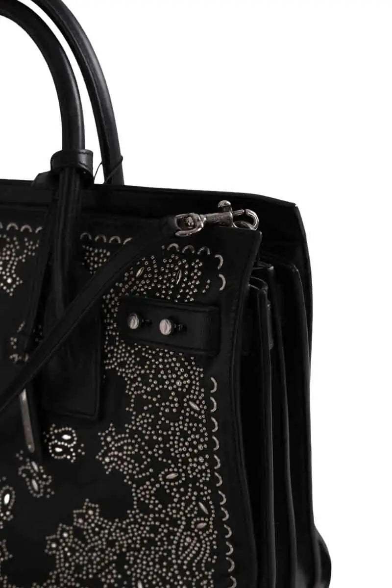 Cabas Saint Laurent Sac de jour bandana Noir en Cuir