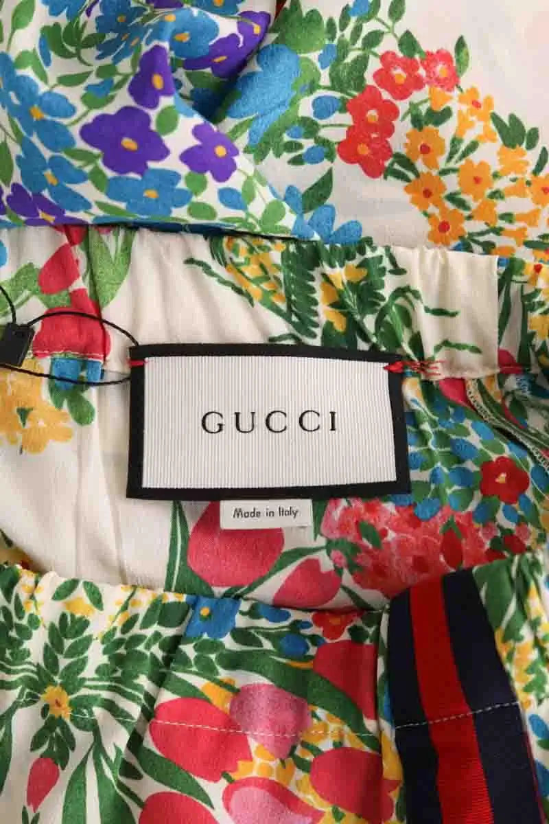 Pantalon droit Gucci Multicolore en Soie