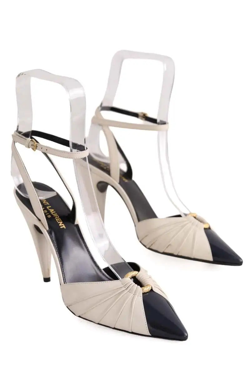 Talons Saint Laurent Ecru en Cuir