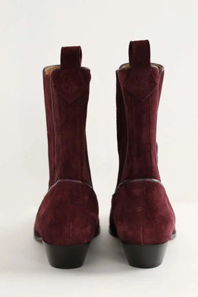Boots Socque Bordeaux en Daim