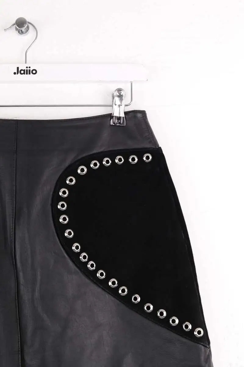 Mini jupe Maje Noir en Cuir