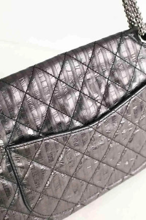 Sac porté épaule Chanel 2.55 Gris en Cuir
