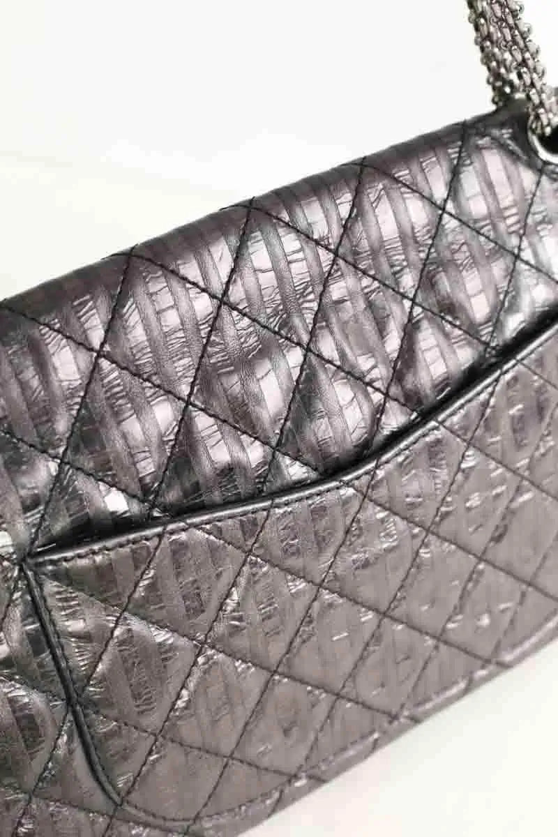Sac porté épaule Chanel 2.55 Gris en Cuir