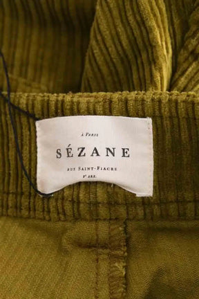 Pantalon droit Sézane Kaki en Coton