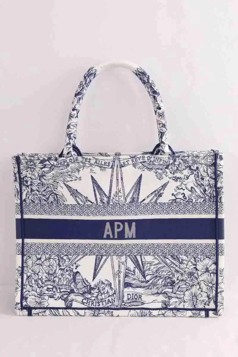 Cabas Dior Book tote medium Bleu en Tissu